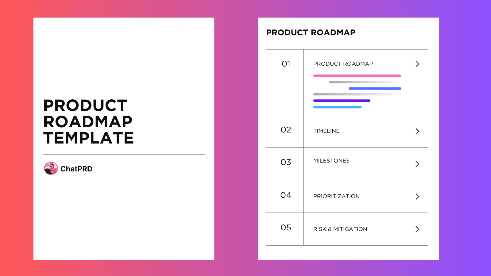 Example of a Product Roadmap template created with ChatPRD - Product Roadmap Template template example