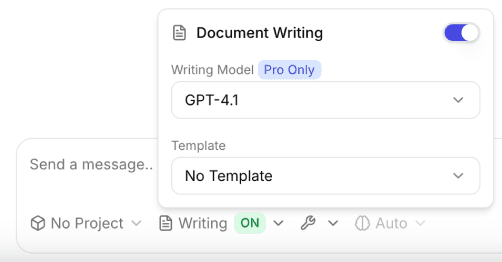 ChatPRD Writing Mode Settings