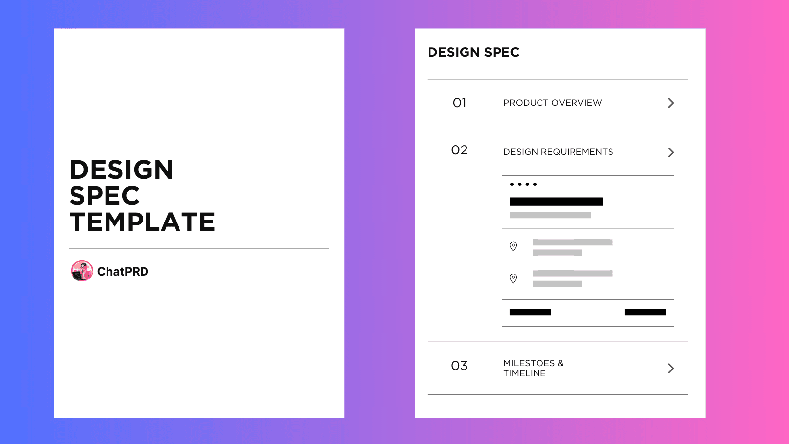 Example of a Design Spec template created with ChatPRD - Design Spec Template template example