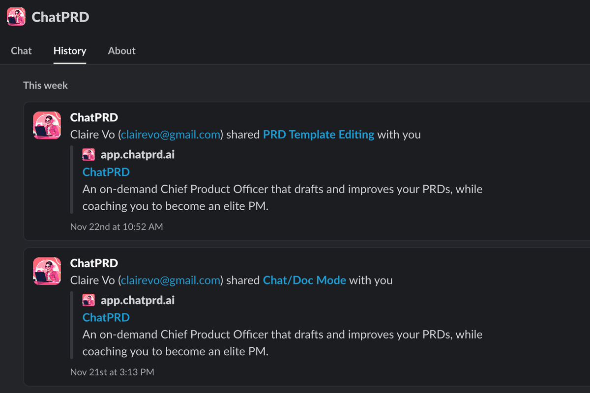 ChatPRD Slack App