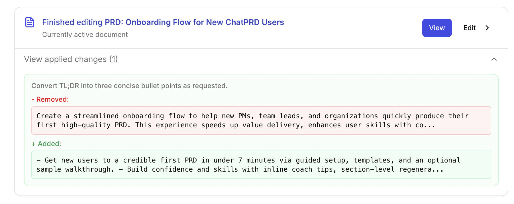Editing Documents on ChatPRD
