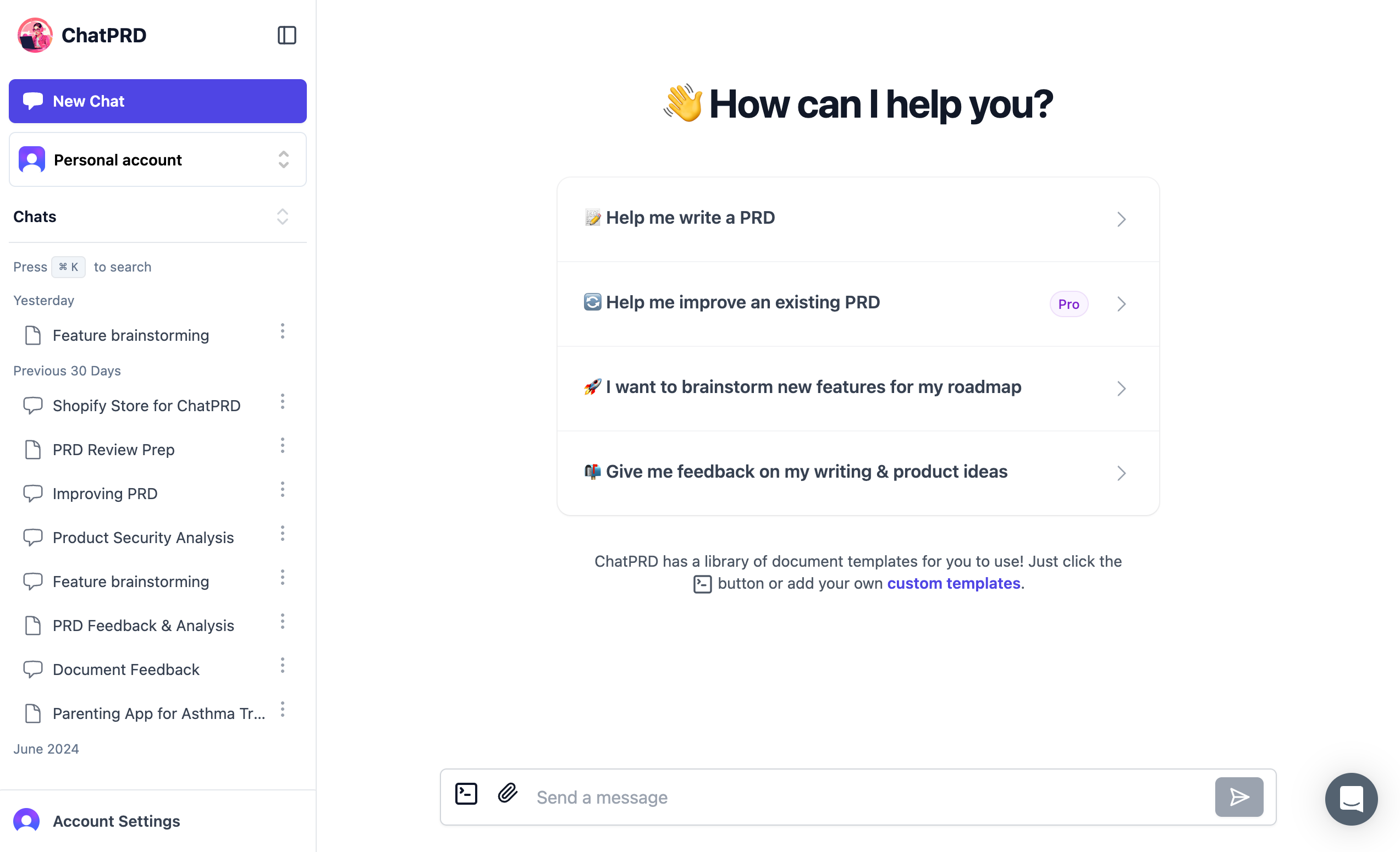 ChatPRD Quick Replies